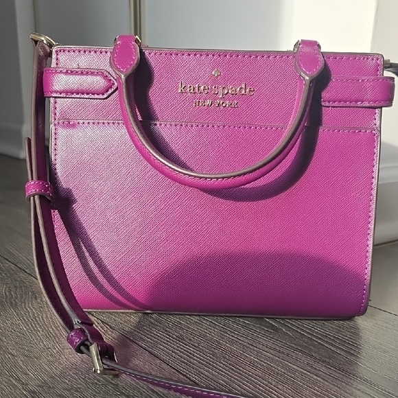 kate spade Handbags - Kate Spade Staci Small Saffiano Crossbody Tote Magenta Purple Barbiecore Pink